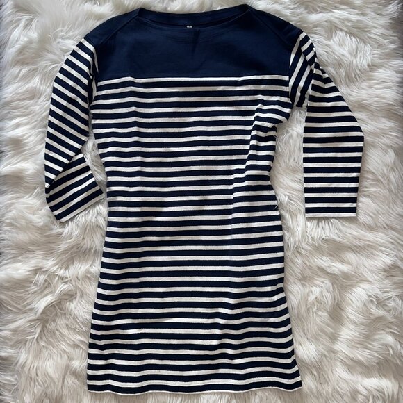 Striped Boat Neck Long Sleeve Dress - Picture 1 of 4